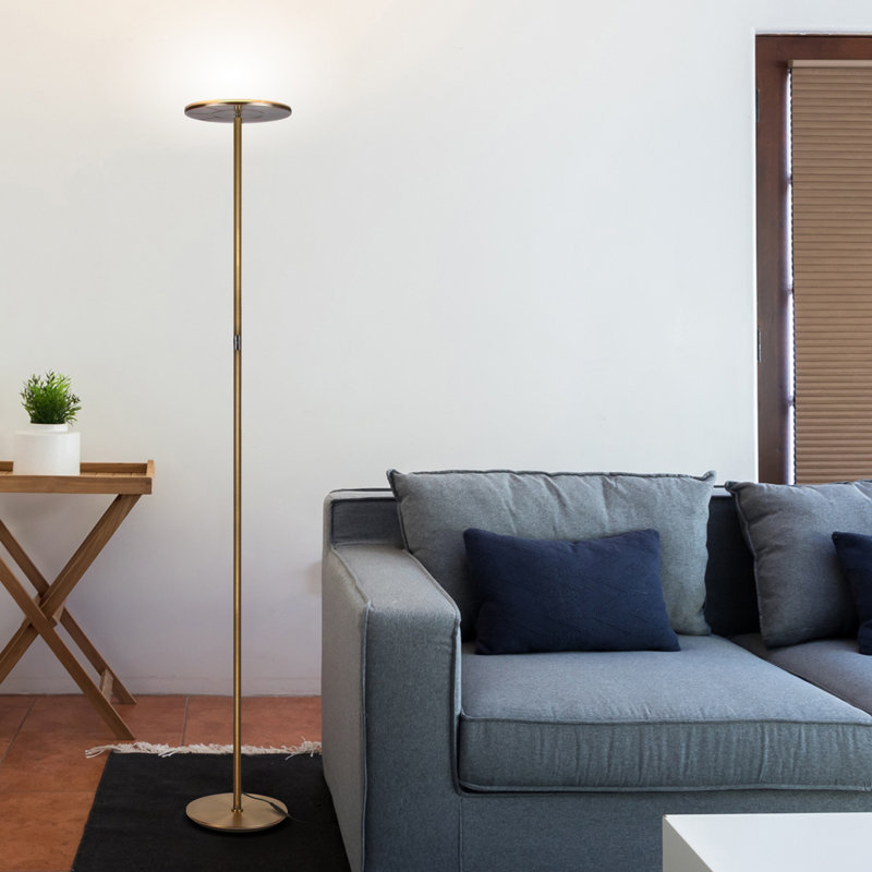 Brass Adjustable LED Torchiere Floor Lamp with 3-Way Switch