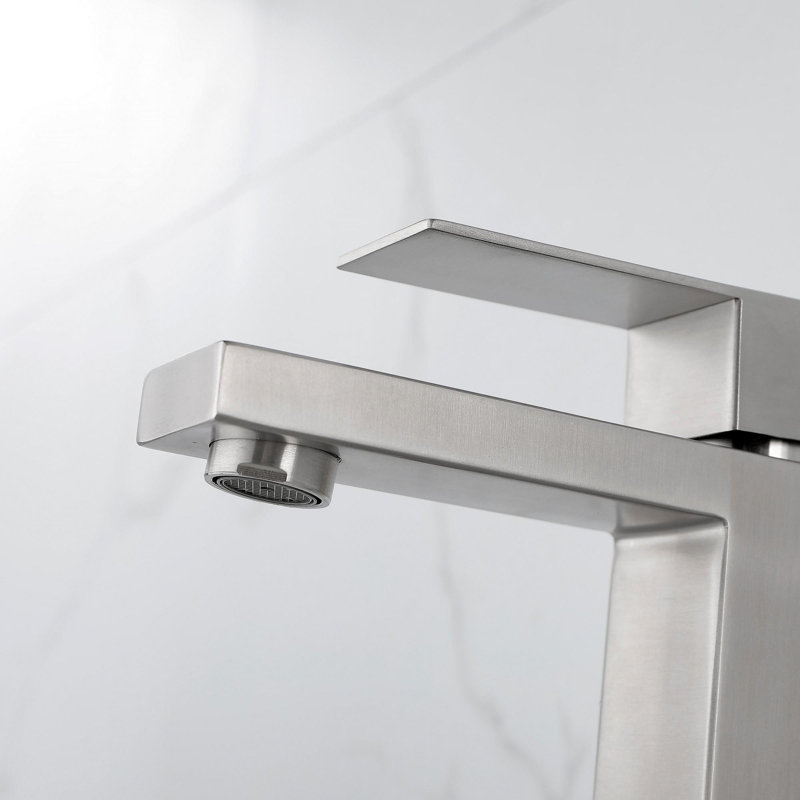 Single Handle Bathroom Vanity Sink Faucet with Waterfall Spout, Brushed Nickel
