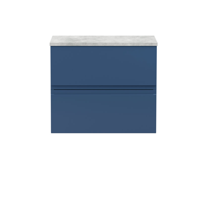 Urban Urban 600mm Wall Hung Single Vanity Unit with Worktop, Satin Blue