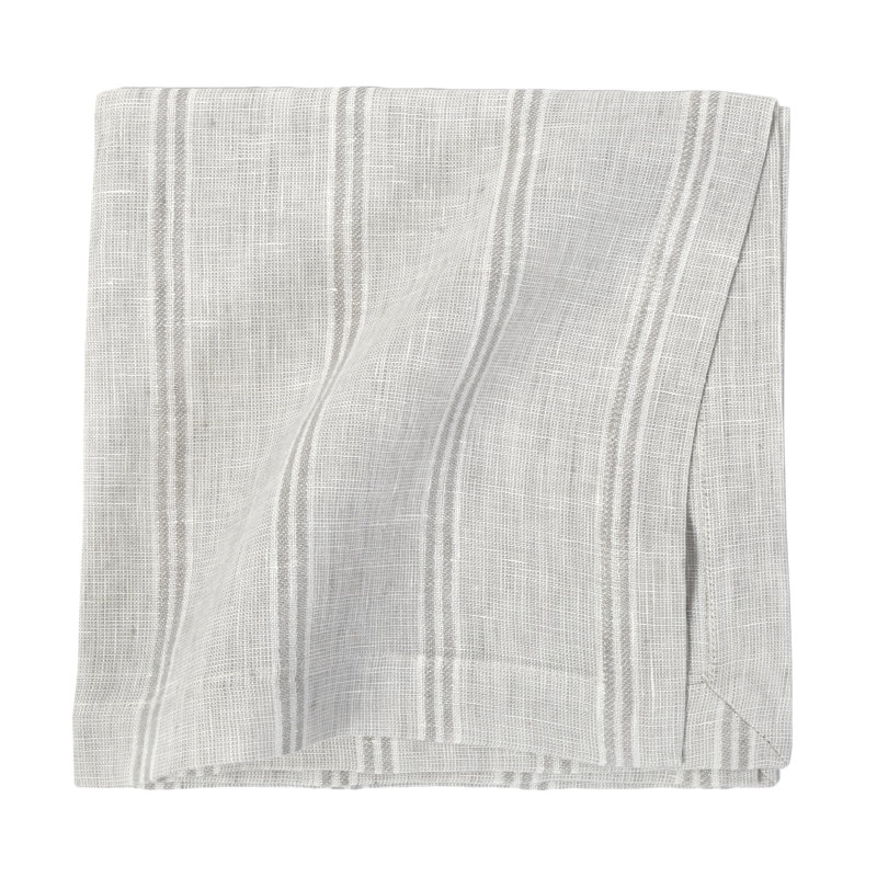 Mendocino Linen Striped Square Napkin, Light Gray