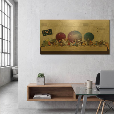 «The Robot» par LUXE, art mural en métal doré, 48 po x 24 po