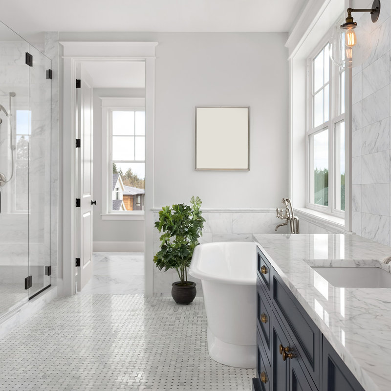 Asian Statuary & Bardiglio Polished 1X2 Basketweave Marble Mosaic