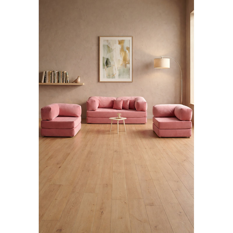 Grand canapé modulaire en velours Blush, Blush