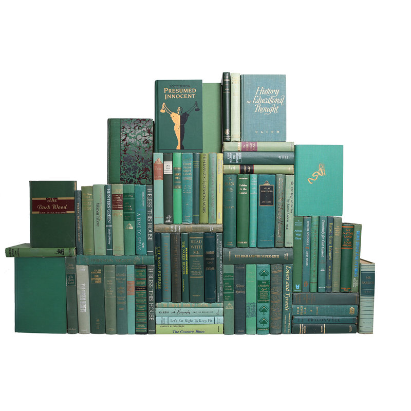 Midcentury Decorative Books - Vintage Book Wall, Boxwood, 75