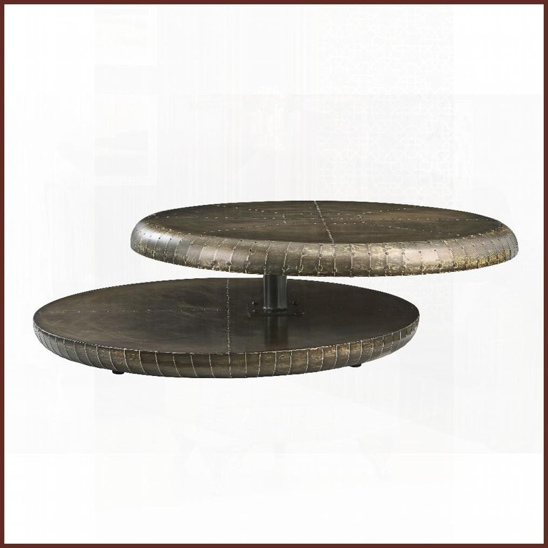 Table basse bronze en aluminium Brancaster - conception patchwork unique, pivotant à 360 ° pour le salon
