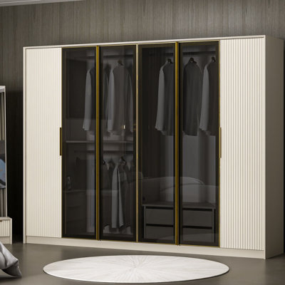 Nebras 6 Door Solid + Manufactured Wood Wardrobe