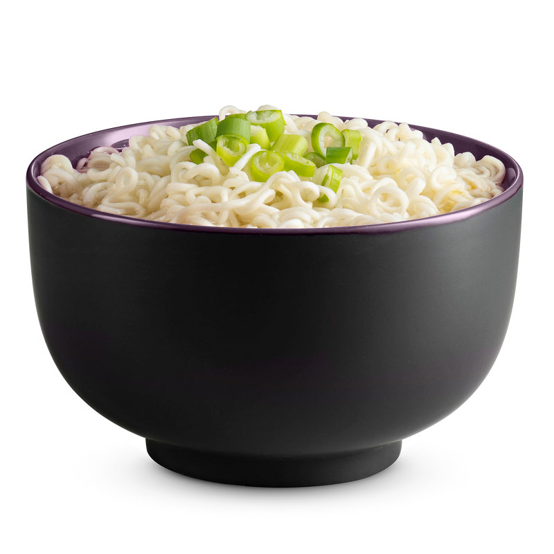 34 oz. Ceramic Japanese Noodle Bowl Set, Black/Plum