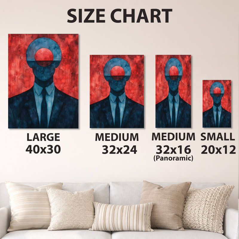 Portrait de l'éclipse écarlate - Grande affiche murale surréaliste en métal, H 40 po x l 30 po