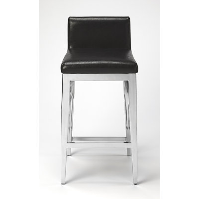 Kelsey Stainless Steel Faux Leather 25"Counter Stool