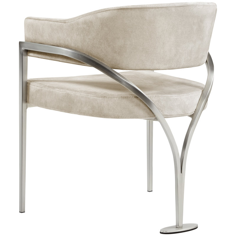 Kirsi Velvet Dining Chair, Stone Velvet, Silver