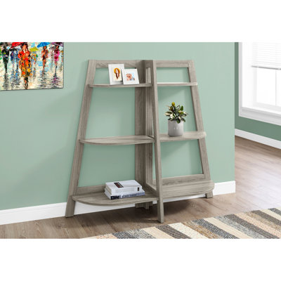 Modern Bedroom , 47"H, Taupe Laminate, Stable 3 Tier Entrance Bookcase, 48"H, Brown