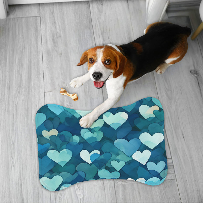 «Love in Blue» - Tapis d'alimentation en os 1 pièce
