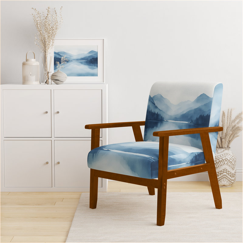 Chaise rembourrée Lake Mountains - Fauteuil scandinave Calming Lake I, Brown Square Arms