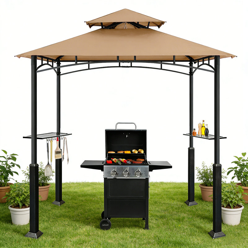 Pavillon de jardin 8 pi L 5 pi. D Gril en acier, Chameau