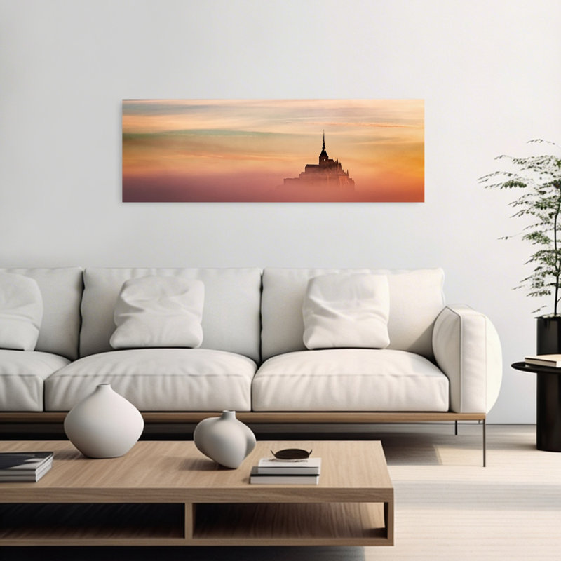 Art mural Misty Mont Saint-Michel, H 48 po x l 16 po