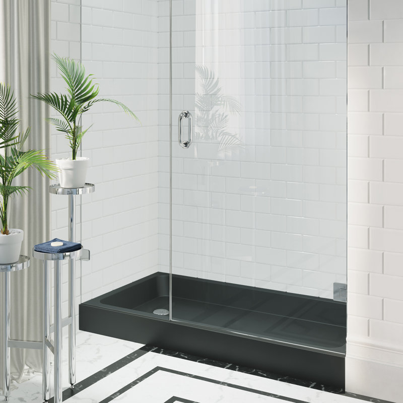 Base de douche 60 po x 32 po Voltaire, Noir, Gauche