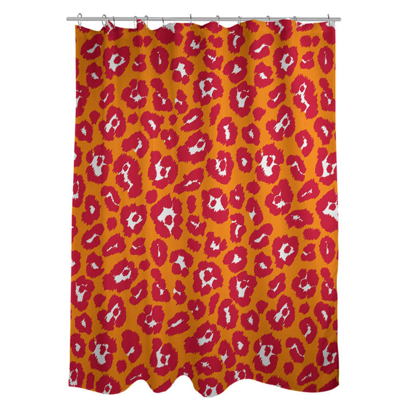 Rideau de douche simple à imprimé animal, Orange; rouge; blanc