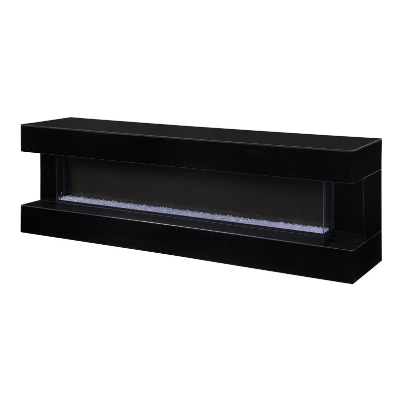 Meuble télé 71 po avec miroir visuel, Noir, noir, noir, noir