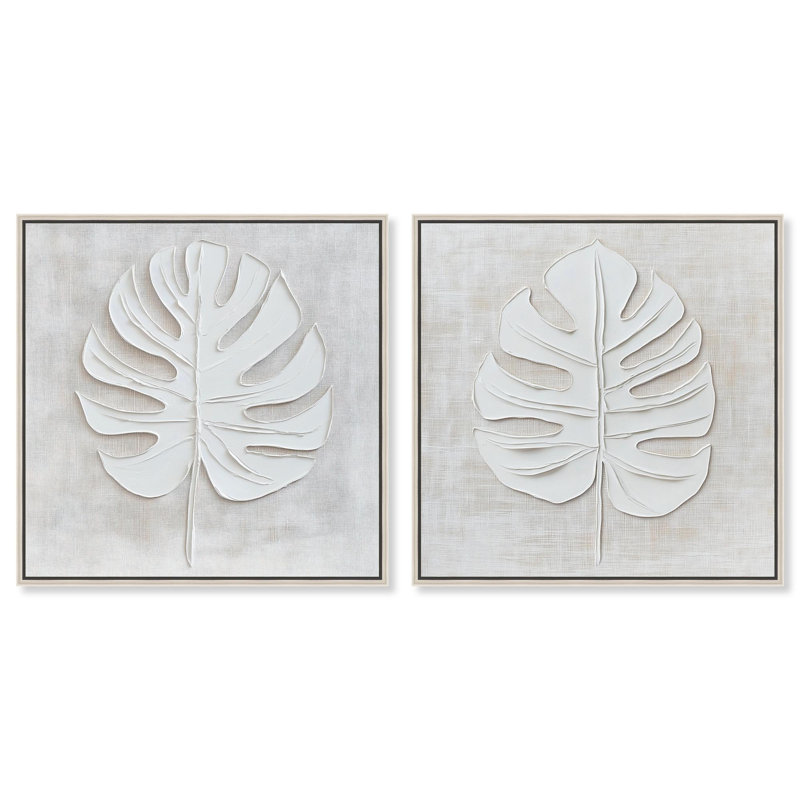 "Luxe Botanicals", ensemble de 2 reproductions d'art sur toile par , H 41 po x l 41 po, Argent argent