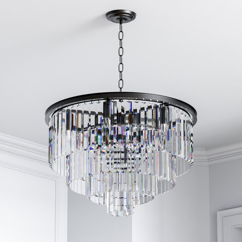 4-tier Round Modern Luxury Crystal Chandelier Adjustable For Dining Room Bedroom