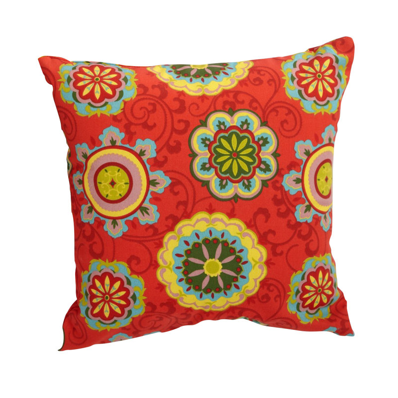 Outdoor Reversible Throw Pillow, Farmington Terrace Grenadine, 17" H x 17" W