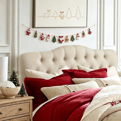 Linen Upholstered Headboard-Modern-Adjustable Height-Button Tufting
