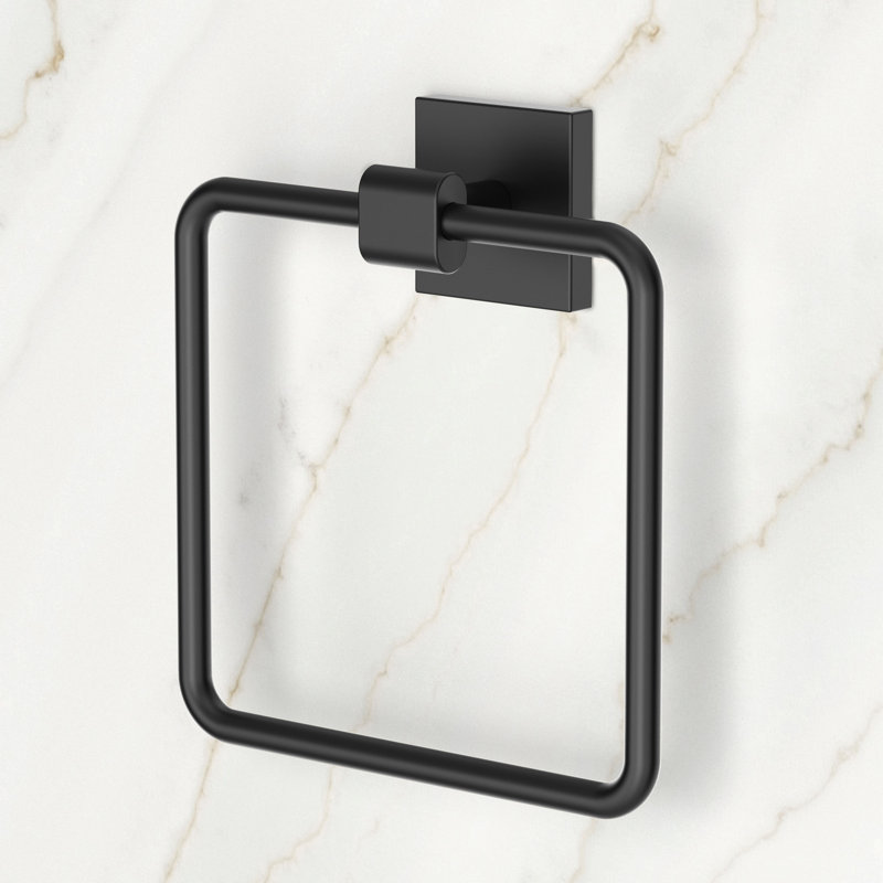 Elevate Towel Ring | Wall Mount Square Towel Holder for Bathroom, Kitchen, Matte Black