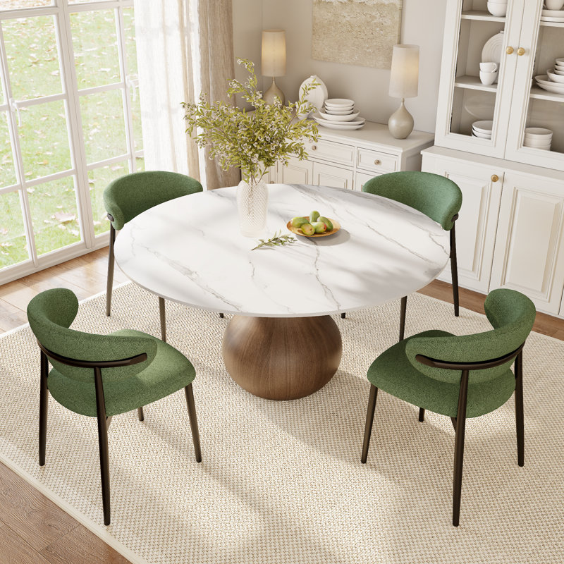 Table de salle à manger Otelia Farmhouse, 29.52"H x 59"L x 59"W, Blanc