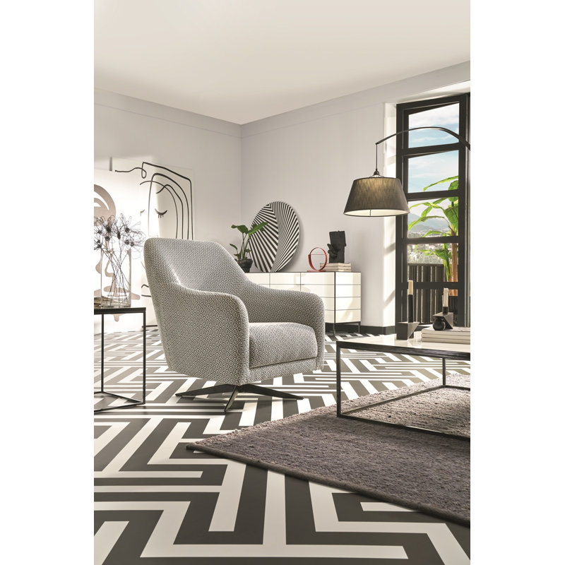 Fauteuil pivotant Enza Home Maison, fauteuil d'appoint rembourré de luxe avec rotation à 360 °, fauteuil de design moderne, sièges confort haut de gamme NOIR-BLANC