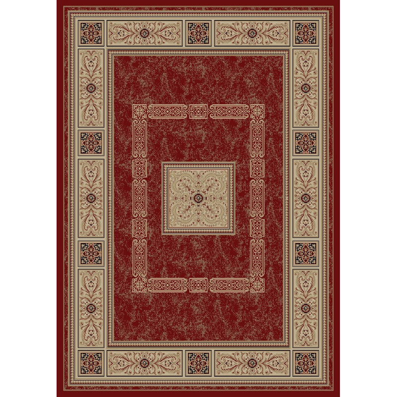 Tapis de style oriental rouge Balch, Rectangle 5 pi 3 po x 7 pi 7 po