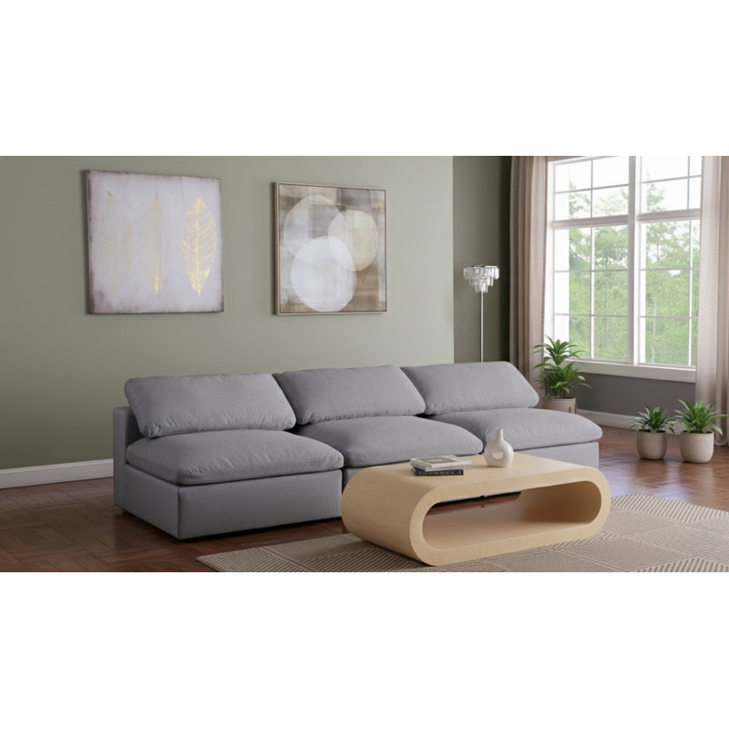 Burrows Upholstered Sofa, Grey Linen Textured Fabric