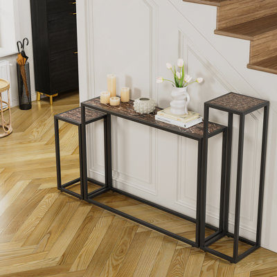 Three-Piece Set Of Narrow Console Tables, Ideal For Entrance Halls, Industrial Corridors, And Living Rooms, Providing Versatile Storage Solutions.