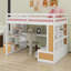 Lit mezzanine avec bureau et tablettes, tiroirs, escalier de rangement-547956233