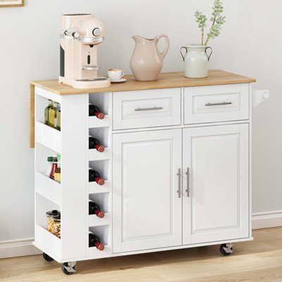 Multi-Functional Kitchen Island Cart With 2 Door Cabinet And Two Drawers by Winston Porter