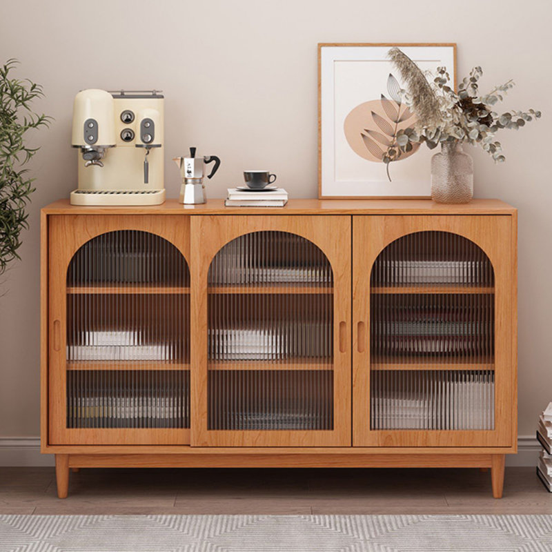 Low Bookcase With Glass Door Bookcase, Brown