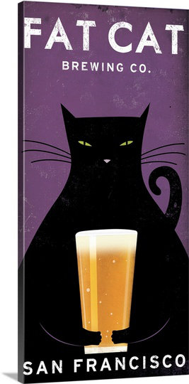 «Fat Cat Brewing Company» par Ryan Fowler, affiche vintage, H 60 po x l 30 po x P 1,5 po, Toile