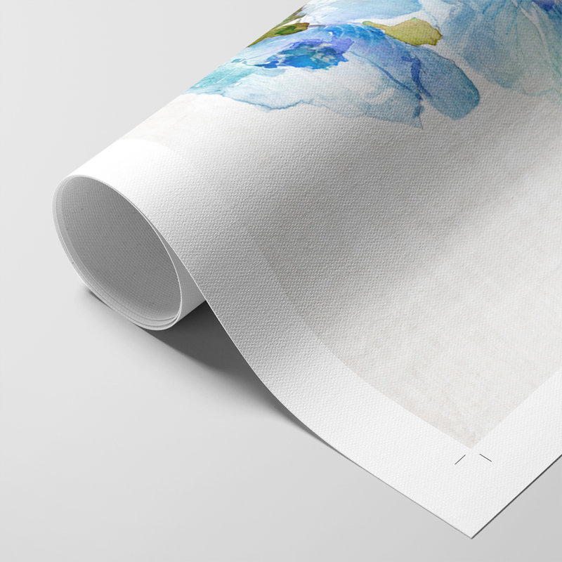 Fleurs vichy bleues I - impression sur toile seulement - NON-CADRE, H 18 po x l 12 po