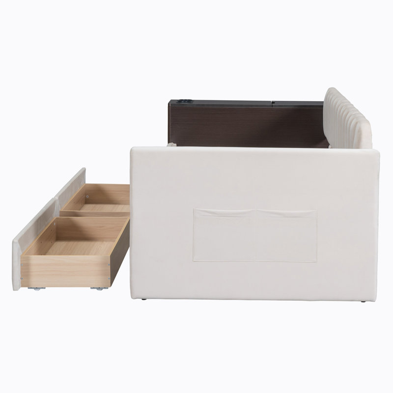 Lit de jour rembourré Mechthild, Beige