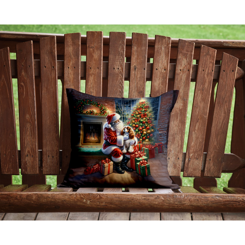 Coussin décoratif Cavalier Spaniel and Santa Claus, H 14 po x l 14 po