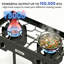 Outsunny Double Burner Camping Stove 150,000 BTU Detachable Legs Black