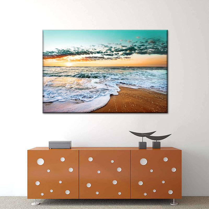 Plage rétro de Cancun, H 16 po x l 24 po x P 1,25 po