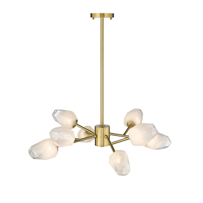 Harland 8 Light Chandelier With Glass Shades, Gold, 8