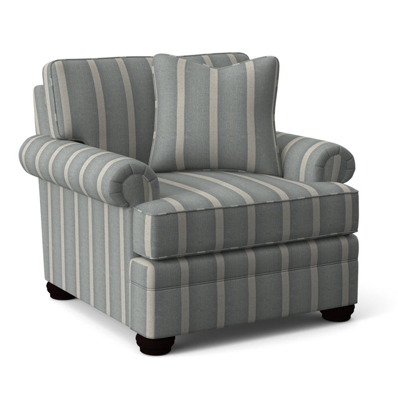 Kensington Armchair, Light Blue and White Stripe; 0256-54, Java Finish