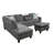 Grey Linen 3-Piece Left-Hand Facing Sectional Sofa Set with Storage Ottoman-489806190-489809411