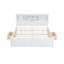 Lit très grand avec tête de lit, station de charge USB et tiroirs sous le lit - Structure de lit plateforme en bois massif blanc-1093396923