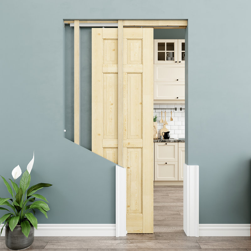 Porte intérieure en bois de pin 24 po x 80 po à 6 panneaux, pin naturel, peint et imperméable, comme portes de buanderie, portes de placard, portes de pièce