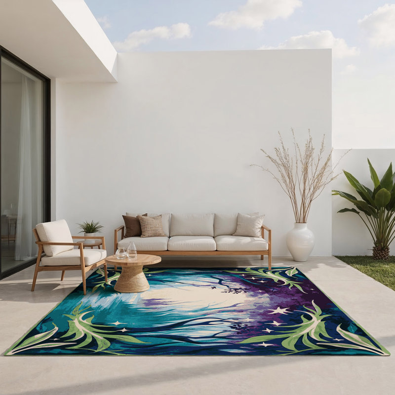 Tapis intérieur et extérieur Radiant Roots, Rectangle 4pi x 6 pi
