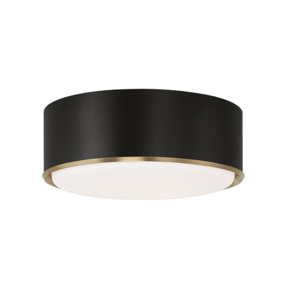 15" W x 6" H 3-Light Semi Flush Mount with Matte Brass Details and Frosted White Diffuser