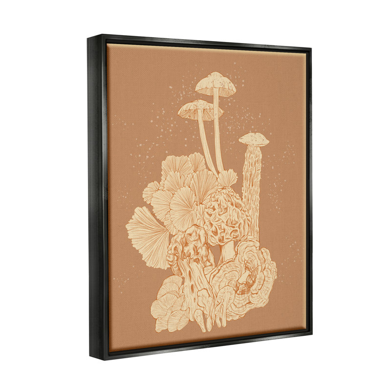 «Red Barrel Studio® Woodland Nature Varied Mushroom», art mural encadré par Ziwei Li, Cadre flottant noir de jais