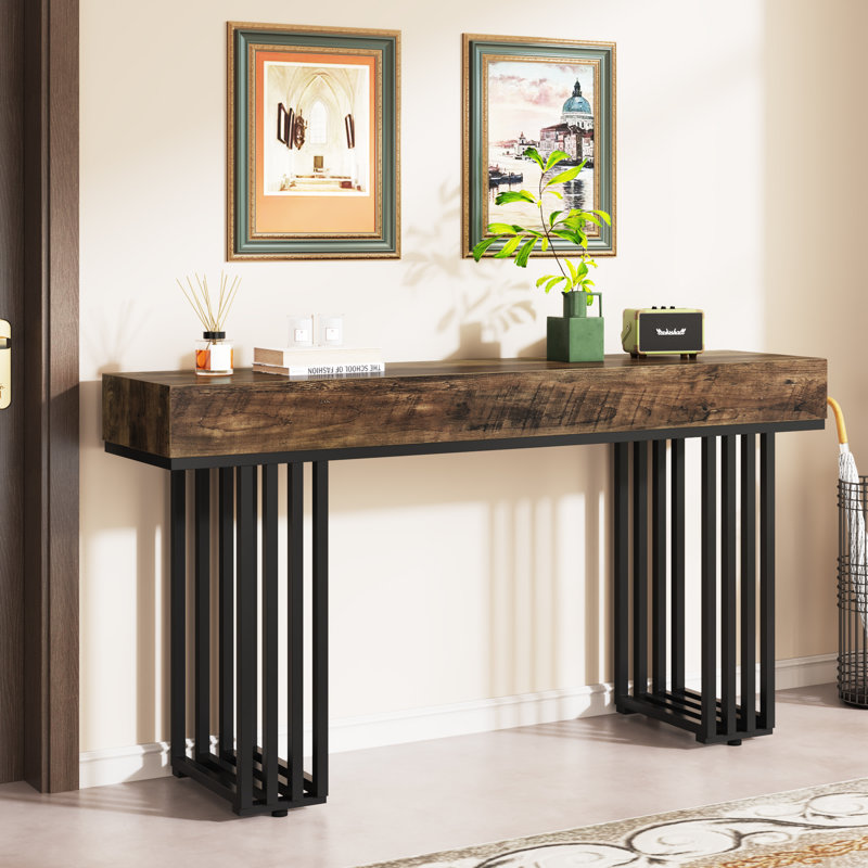 Console industrielle pour hall d'entrée Deljunco, Bois brun